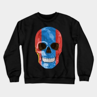 Mongolia Flag Skull - Gift for Mongolian With Roots From Mongolia Crewneck Sweatshirt